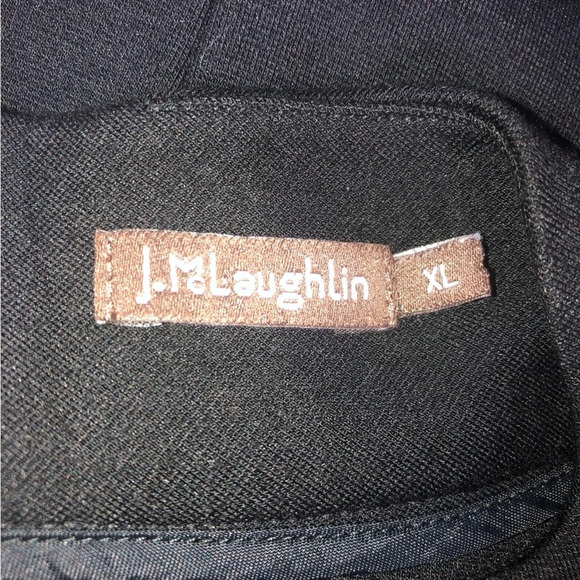 J. McLaughlin Black High Neck Sleeveless Top Blouse XL Back Zipper Peplum Bottom - Picture 2 of 9